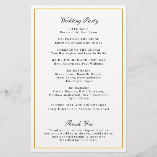 Gold Monogram Formal Budget Wedding Programm Flyer (Hinten)