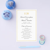 Gold Monogram Formal Budget Wedding Programm Flyer (Einzeln)