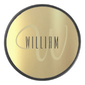 Gold Monogram Formal Luxus Eishockey Puck (Vorderseite)