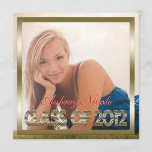 Gold Monogram Full Page Foto Abschluss Einladung