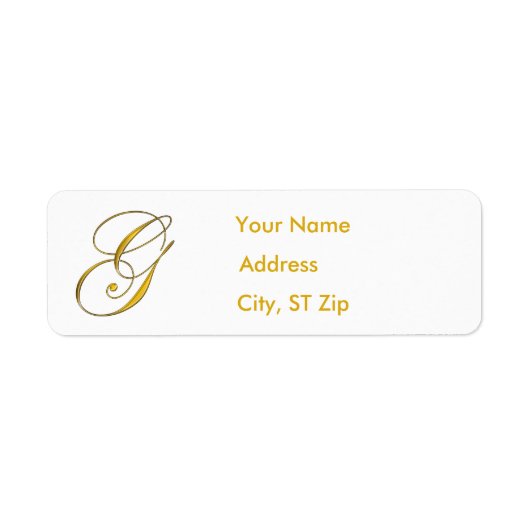 Gold Monogram G Address Labels (Vorne)