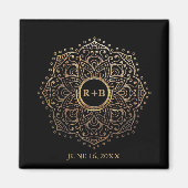 Gold Monogram Gastgeschenk Hochzeit Boho Mandala Magnet (Vorne)