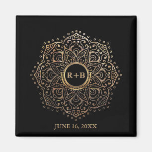 Gold Monogram Gastgeschenk Hochzeit Boho Mandala Magnet