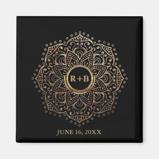 Gold Monogram Gastgeschenk Hochzeit Boho Mandala Magnet