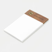 Gold Monogram Genuine Leather Look Elegant Post-it Klebezettel (angewinkelt)