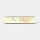 Gold Monogram Glitzer Sparkle Girly Script Schreibtischnamensplakette (Vorderseite )