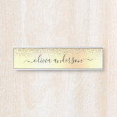 Gold Monogram Glitzer Sparkle Girly Script Türschild (Vorderseite )