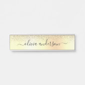 Gold Monogram Glitzer Sparkle Girly Script Türschild (Vorderseite )