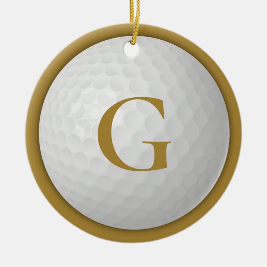 Gold Monogram Golf Ball Keramik Ornament (Vorne)