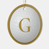 Gold Monogram Golf Ball Keramik Ornament (Links)