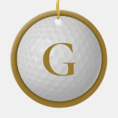 Gold Monogram Golf Ball Keramik Ornament (Hinten)