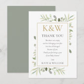 Gold Monogram Greenerenery Baby Shower Poem Dankeskarte (Vorne/Hinten)