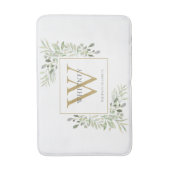Gold Monogram Greenery Badematte (Vorderseite Vertikal)
