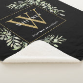 Gold Monogram Greenery Watercolor Black Sherpadecke (3/4)
