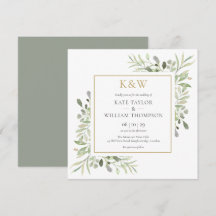 Gold Monogram Grün Quadratische Hochzeit
