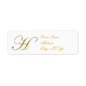 Gold Monogram H Rücksendeadressen-Aufkleber (Vorne)