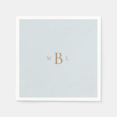 Gold Monogram Ice Blue Wedding Napkins Serviette (Vorderseite)