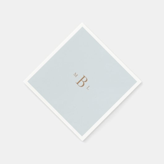 Gold Monogram Ice Blue Wedding Napkins Serviette (Ecke)