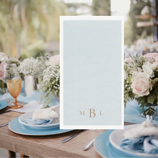 Gold Monogram Icy Blue Wedding Serviette