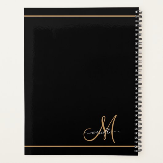 Gold Monogram Imitats Black Leather Planer (Rückseite)
