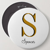 Gold Monogram Individuelle Name Initial Button (Vorne & Hinten)