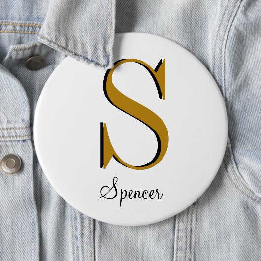 Gold Monogram Individuelle Name Initial Button (Beispiel)