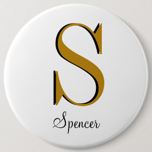 Gold Monogram Individuelle Name Initial Button