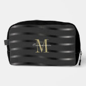 Gold Monogram Initial and Name On Black Gift Waschbeutel (Vorderseite)