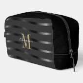 Gold Monogram Initial and Name On Black Gift Waschbeutel (Rechte Ecke)