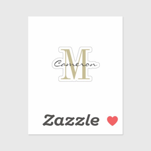 Gold Monogram Initial and Name Personalized Aufkleber (Blatt)