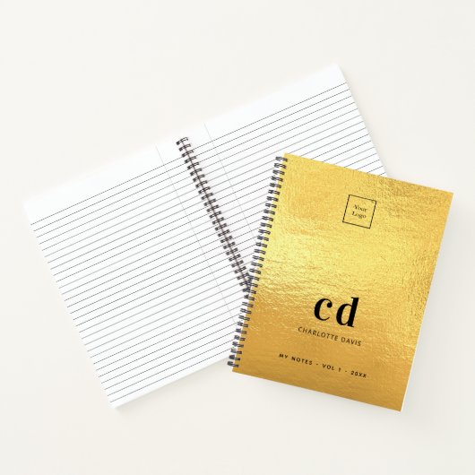 Gold Monogram Initial Business Logo Notizblock (Innenseite)