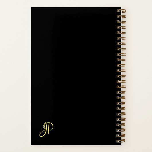 Gold Monogram, Initial Calligraphy Template Spiral Notizblock (Rückseite)