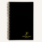 Gold Monogram, Initial Calligraphy Template Spiral Notizblock (Vorderseite)