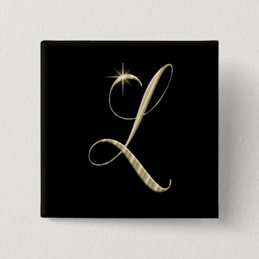 Gold Monogram Initial L Button (Vorderseite)