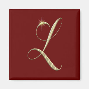 Gold Monogram Initial L Magnet