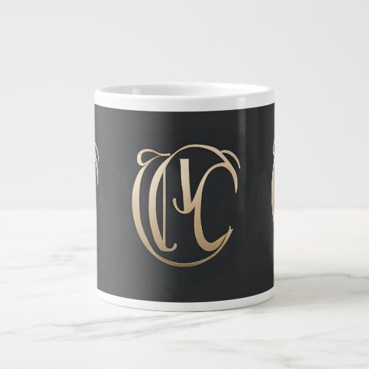 Gold Monogram Initial Mug - Personalized Gift Jumbo-Tasse (Vorderseite)