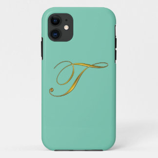 Gold Monogram Initial T iPhone 6 Fall iPhone 11 Hülle