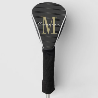 Gold Monogram Initial und Name auf Black Gift Golf Headcover