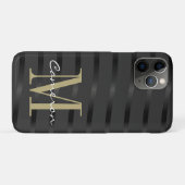 Gold Monogram Initial und Name auf schwarz Case-Mate iPhone Hülle (Rückseite (Horizontal))