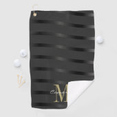 Gold Monogram Initial und Name auf schwarz Golfhandtuch (Insitu)
