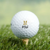 Gold Monogram Initial und Name Black Gold Golf Ba Golfball (Insitu T-Shirt)