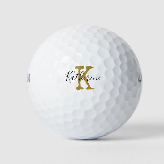 Gold Monogram Initial und Name Golf Balls Golfball (Vorderseite)