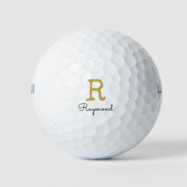 Gold Monogram Initial und Name Monogram Black Golf Golfball