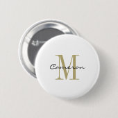 Gold Monogram Initial und Name Personalisiert Button (Vorne & Hinten)