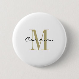 Gold Monogram Initial und Name Personalisiert Button