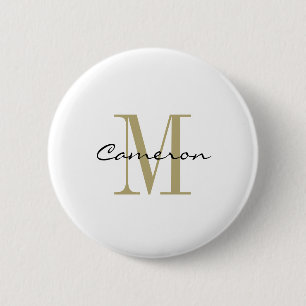 Gold Monogram Initial und Name Personalisiert Button