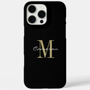 Gold Monogram Initial und Name Personalisiert iPhone 16 Pro Max Hülle