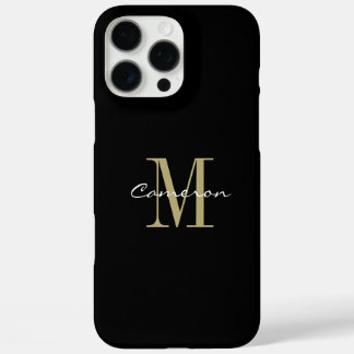 Gold Monogram Initial und Name Personalisiert iPhone 16 Pro Max Hülle