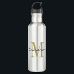 Gold Monogram Initial und Name Personalisiert Edelstahlflasche<br><div class="desc">Gold Monogram Initial und Name Personalisiert</div>