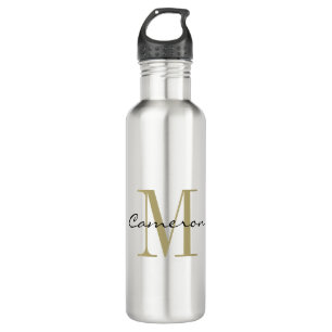 Gold Monogram Initial und Name Personalisiert Edelstahlflasche